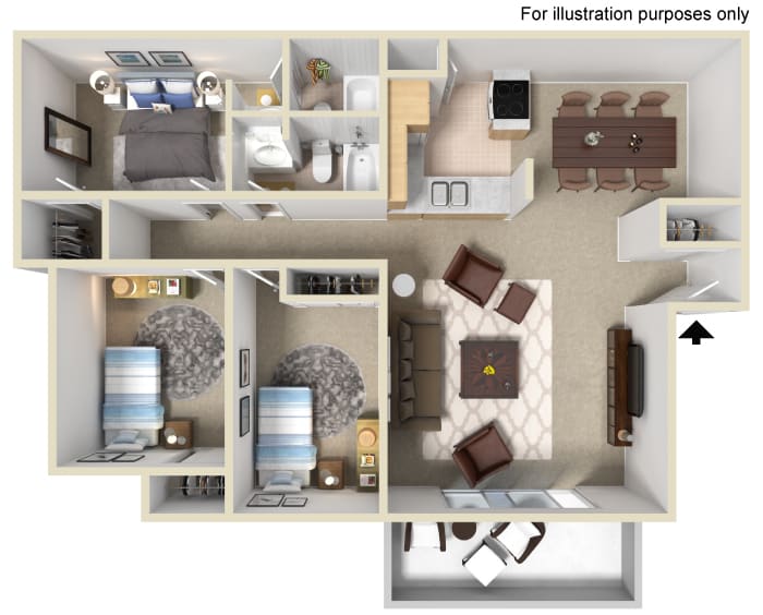 Three Bedroom CD Floor Plan Three Bedroom CD Floor Plan at Stonewood Gardens Apartment Homes, 3889 Midway Drive
